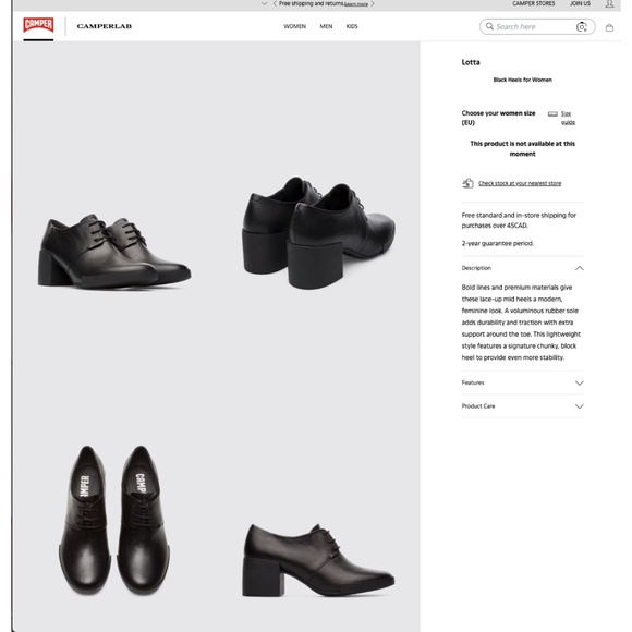 CAMPER | Lotta Black Leather Oxford with Chunky Heels – Size 37 (US 7) - Picture 14 of 15